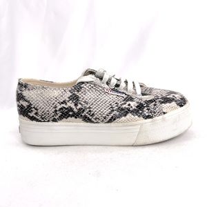 SUPERGA Women Size 10 Black White Snake Print Fashion Platform Sneaker Shoe